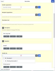 After selecting a value in a primary field, here "Sender organization", click at a passive area inside the form editor to deselect the primary field and apply filters to secondary field.